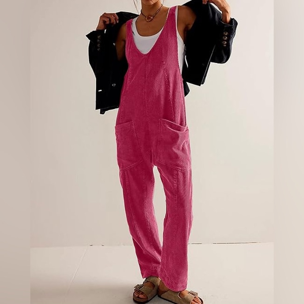 We the Free High Roller Cord Jumpsuit | Pink | M - Picture 2 of 2